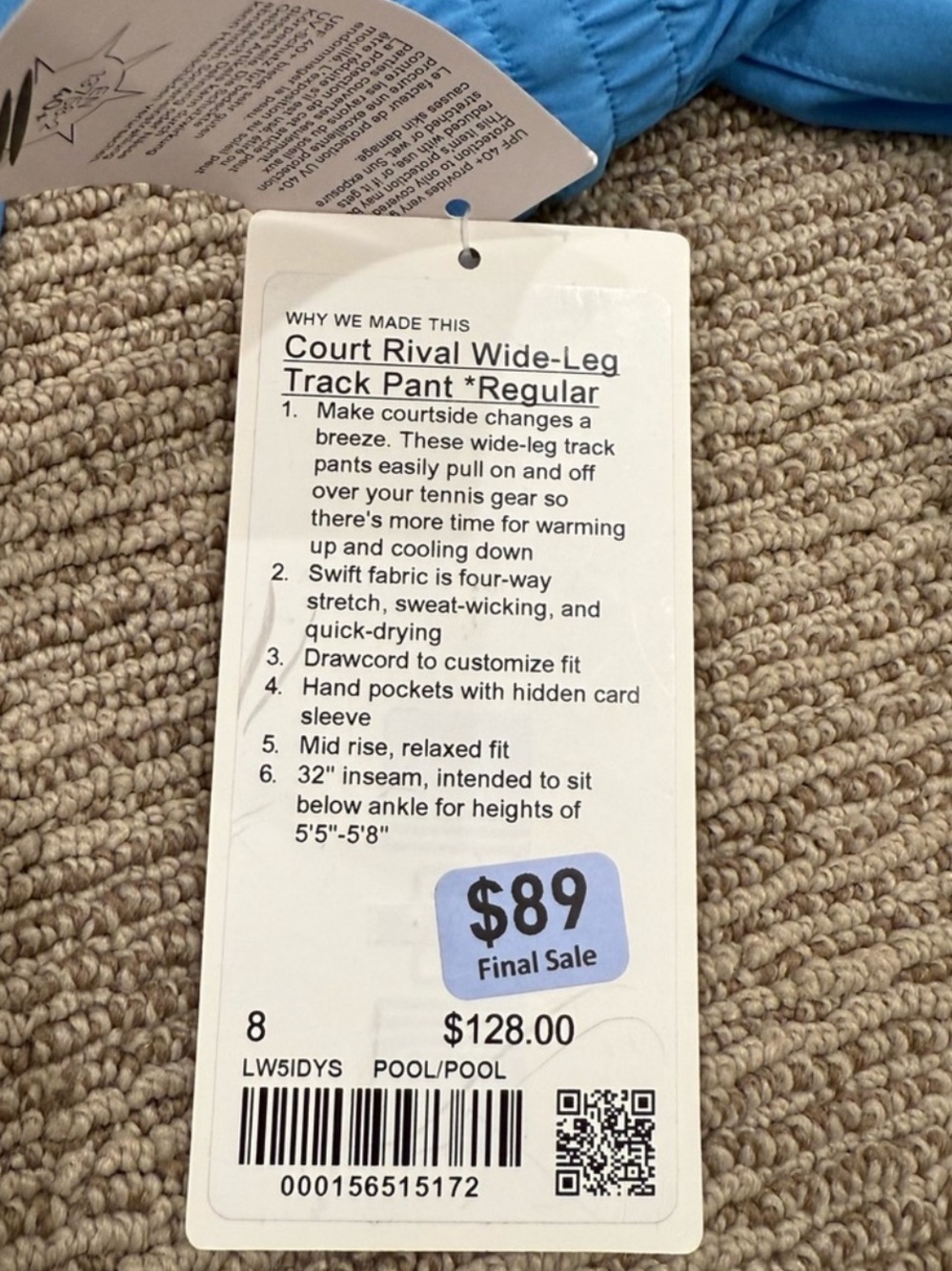 New! Lululemon Court Rival Wide Leg Light Blue Lounge Pants - Picture 2 of 4